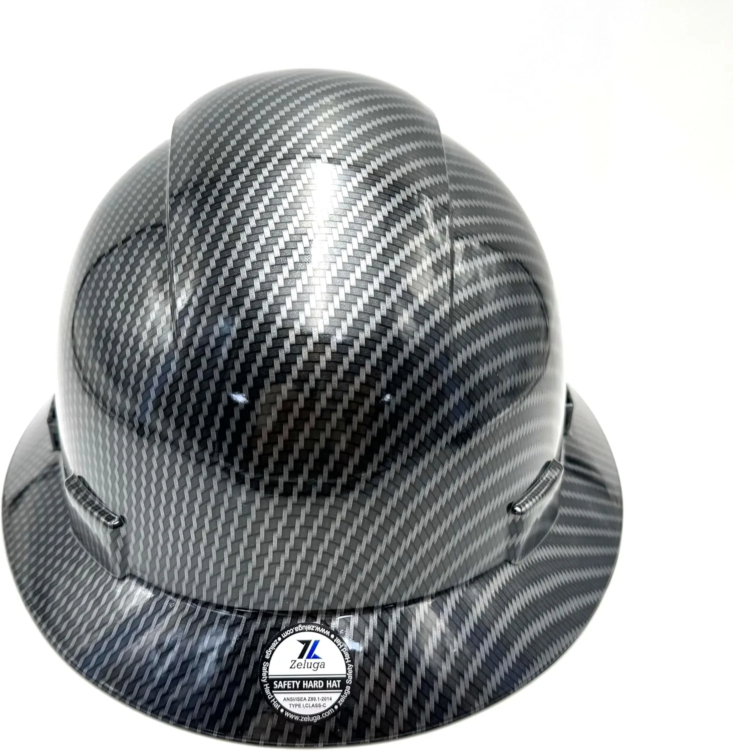 HDPE Full Brim Hard Hat, Construction Safety Helmet with Vented Holes, 6 Point Adjustable Ratchet Suspension, Meets ANSI/ISEA Z89.1, Water Transfer Printing