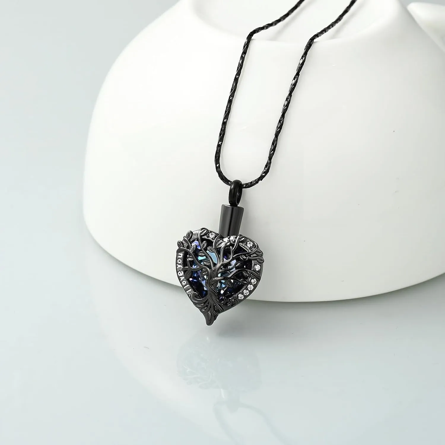 Imrsanl Crystal Heart Urn Necklace for Ashes Tree of Life Cremation Jewelry for Women Men Memorial Pendant Loved Ones Funeral Keepsake