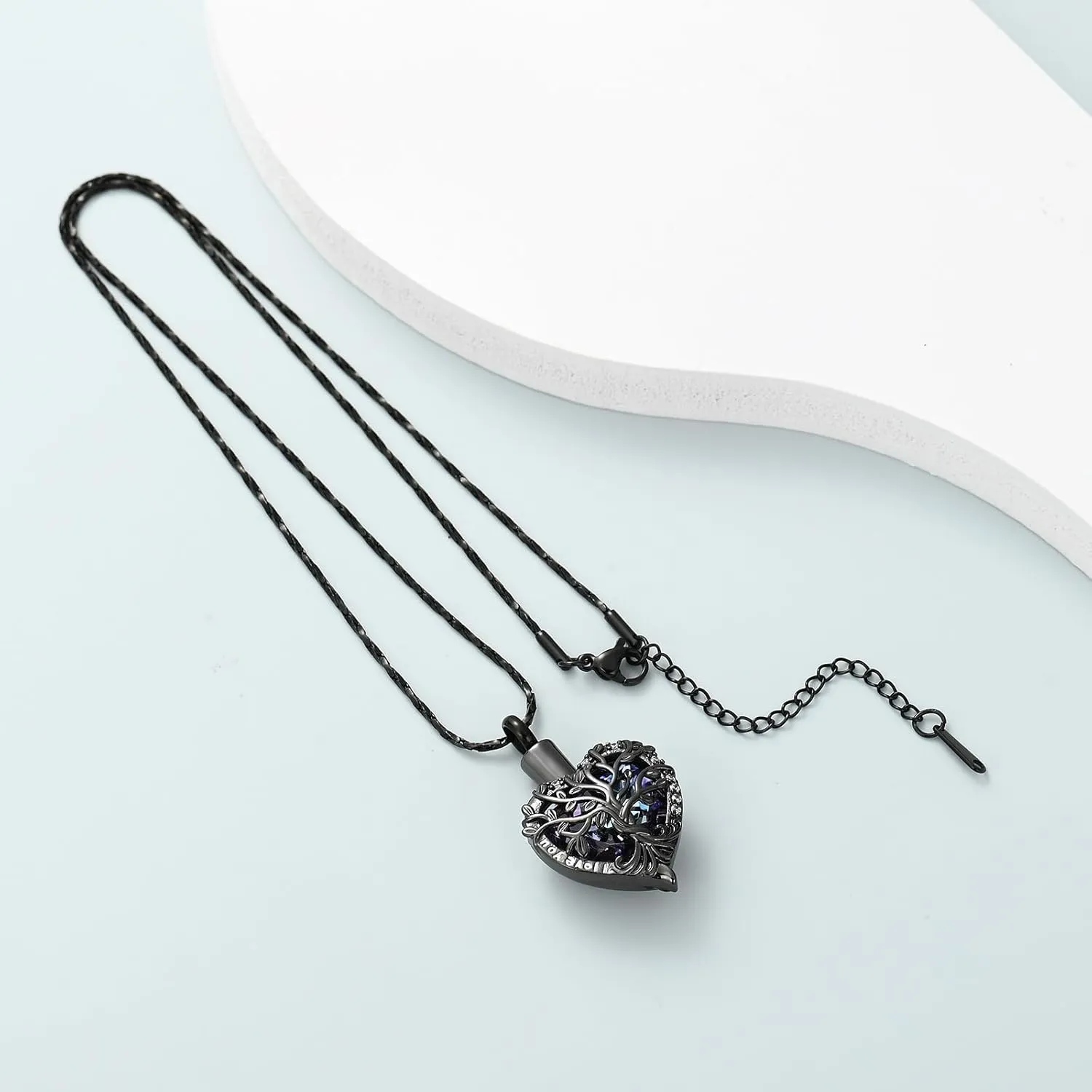 Imrsanl Crystal Heart Urn Necklace for Ashes Tree of Life Cremation Jewelry for Women Men Memorial Pendant Loved Ones Funeral Keepsake