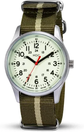 Infantry MDC Glow in The Dark Watches for Men, 12/24 Hour Military Time Watch Waterproof, Field Outdoor Sport Mens Wristwatch with Slip-Thru Nylon Band