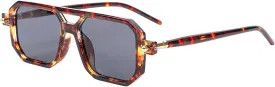 JOVAKIT Retro Aviator Sunglasses for Women Men Fashion Rectangle Sun Glasses Luxury Round Temples Designer UV400 Protection