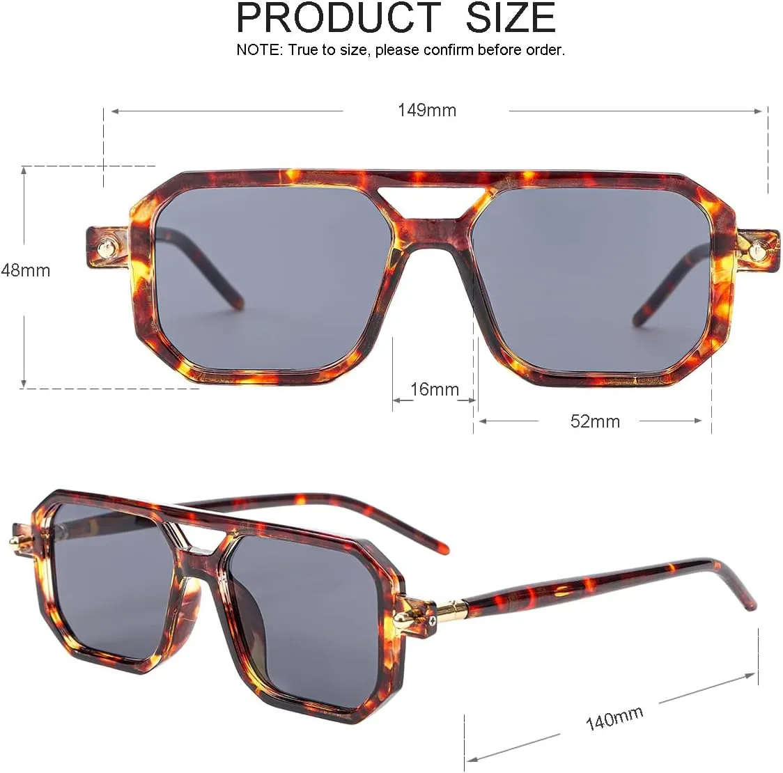 JOVAKIT Retro Aviator Sunglasses for Women Men Fashion Rectangle Sun Glasses Luxury Round Temples Designer UV400 Protection