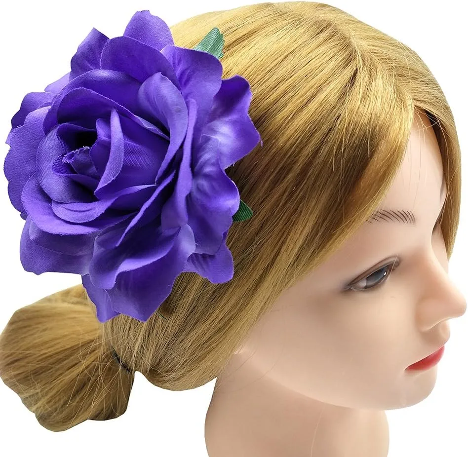 La Homein Sanrich 4pcs/Pack Fabric Rose Hair Flowers Clips Mexican Hair Flowers Hairpin Brooch Headpieces