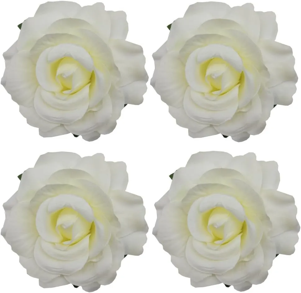 La Homein Sanrich 4pcs/Pack Fabric Rose Hair Flowers Clips Mexican Hair Flowers Hairpin Brooch Headpieces