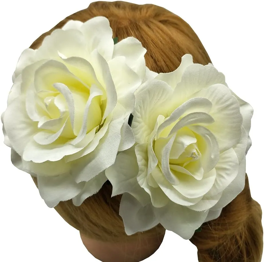 La Homein Sanrich 4pcs/Pack Fabric Rose Hair Flowers Clips Mexican Hair Flowers Hairpin Brooch Headpieces
