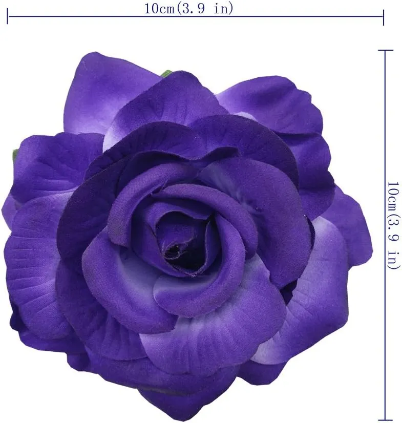 La Homein Sanrich 4pcs/Pack Fabric Rose Hair Flowers Clips Mexican Hair Flowers Hairpin Brooch Headpieces