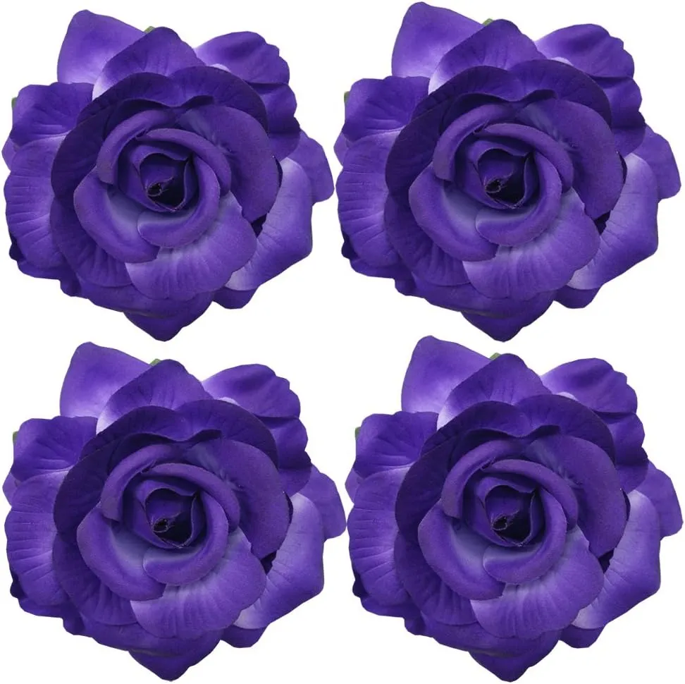 La Homein Sanrich 4pcs/Pack Fabric Rose Hair Flowers Clips Mexican Hair Flowers Hairpin Brooch Headpieces