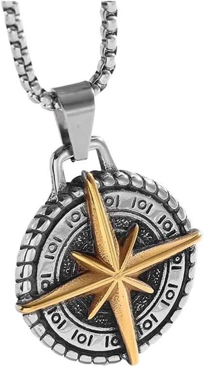 Mens Silver Compass Necklace Compass Pendant Necklace Celtic Knot Compass Necklace Jewelry