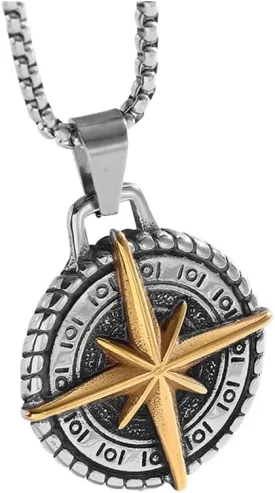 Mens Silver Compass Necklace Compass Pendant Necklace Celtic Knot Compass Necklace Jewelry