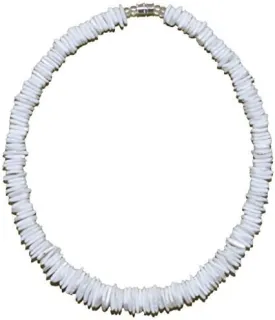 Native Treasure Mens and Womens Tropical Summer Beach Surfer Necklace From the Philippines, White Ark Shells, Mens Beach Necklace