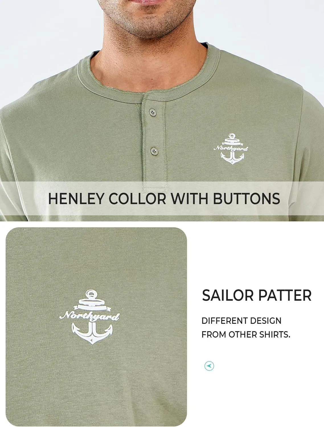 NORTHYARD Men's Henley Shirts Casual Short Sleeve Heavy Cotton T-Shirts Solid Basic Summer Tee Tops