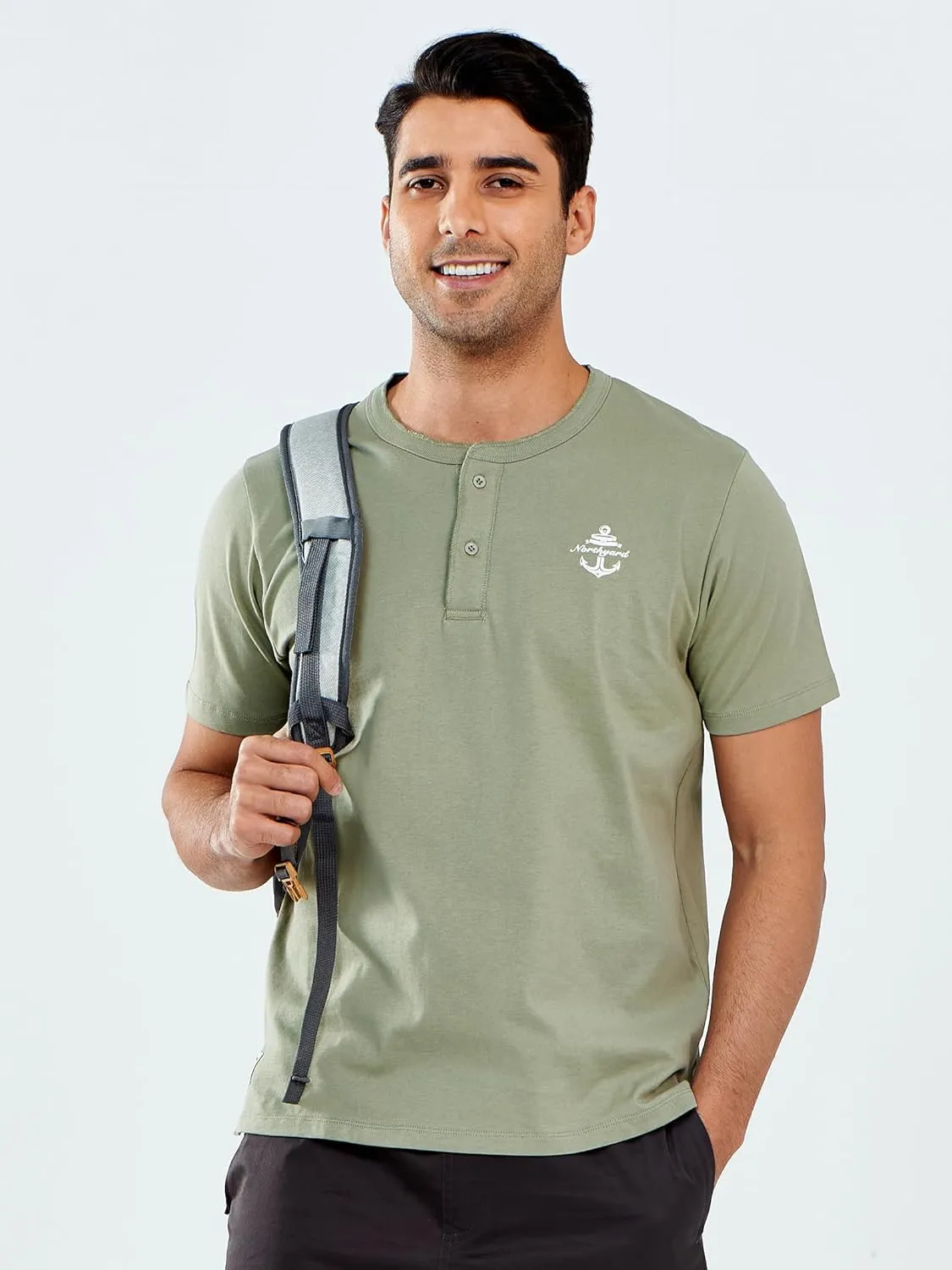 NORTHYARD Men's Henley Shirts Casual Short Sleeve Heavy Cotton T-Shirts Solid Basic Summer Tee Tops