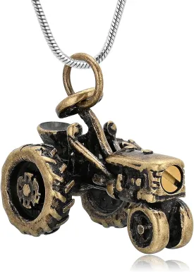 Oinsi Men Keepsake Jewelry Stainless Steel Farm Tractor Cremation Necklace For Ashes For Dad Memorial Urn Necklace Pendant