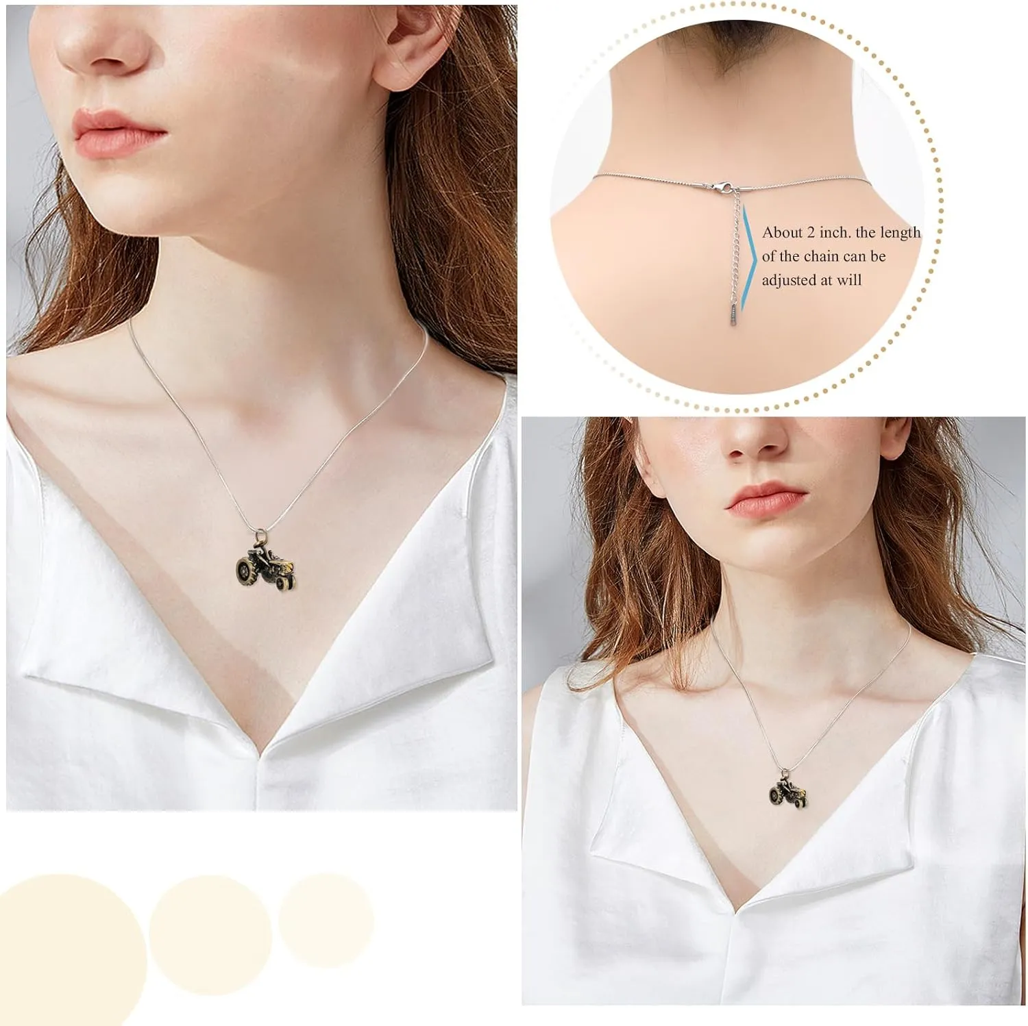 Oinsi Men Keepsake Jewelry Stainless Steel Farm Tractor Cremation Necklace For Ashes For Dad Memorial Urn Necklace Pendant