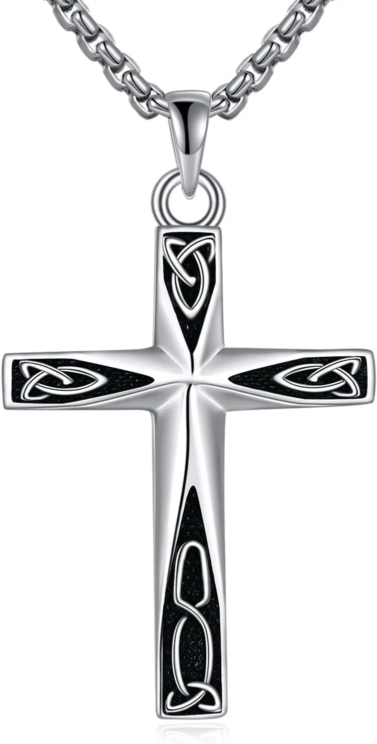 ONEFINITY Religious Cross Pendant Necklace Sterling Silver Origami Cross Pendant Gifts for Women Men Jewelry