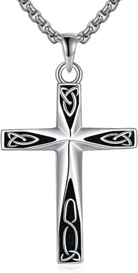 ONEFINITY Religious Cross Pendant Necklace Sterling Silver Origami Cross Pendant Gifts for Women Men Jewelry