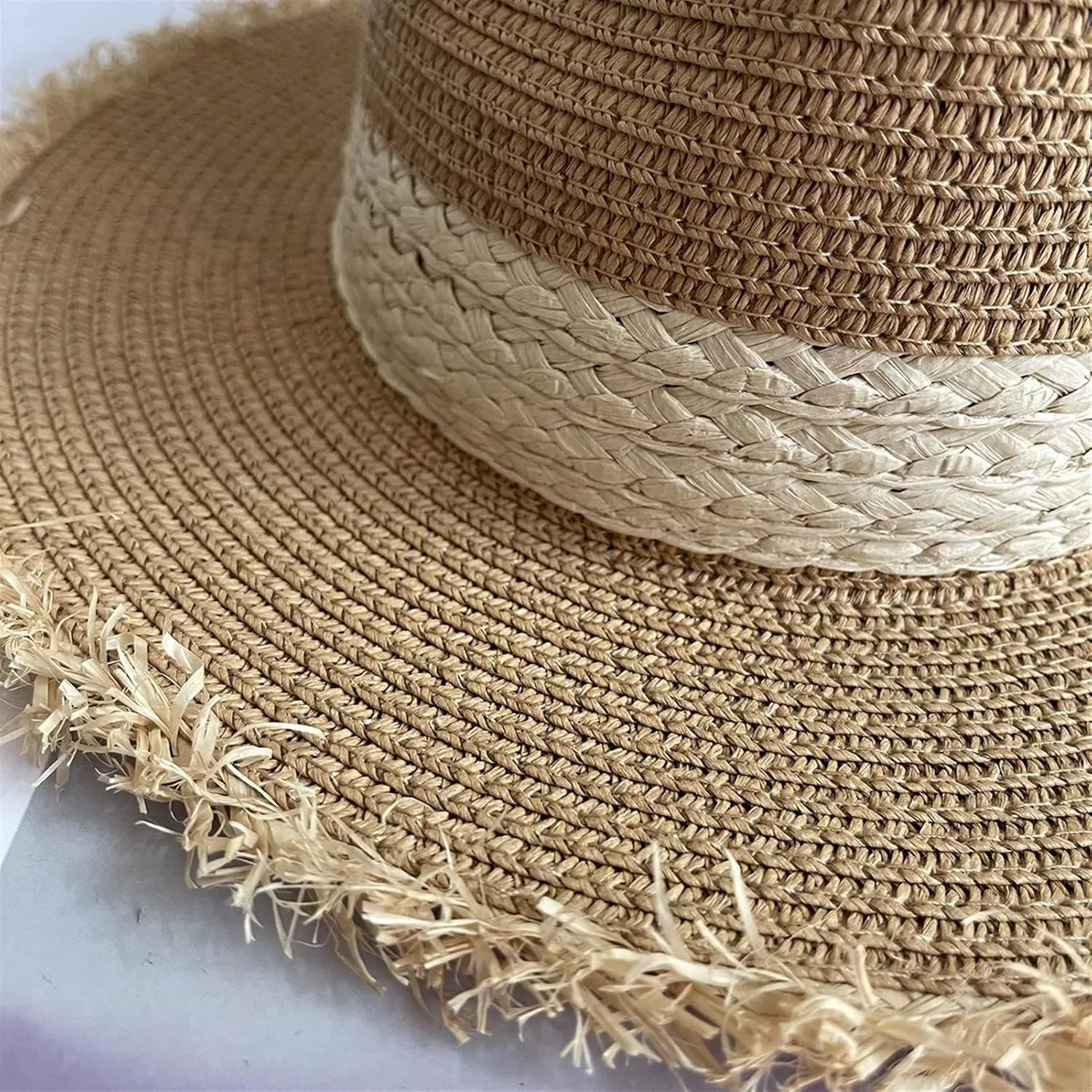 Panama Hat Sun Hats for Women Men, Wide Brim Straw Hat Summer Fedora Beach Cap UPF 50 