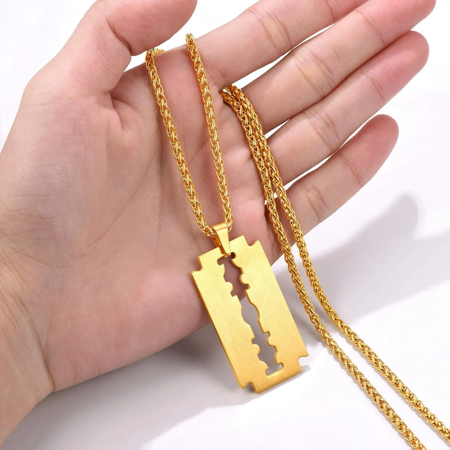 PROSTEEL Mens Stainless Steel Razor Blade Model Dog Tag Pendant Hip Hop Necklace, Punk Rock Jewelry, 22inch-24inch Adjustable, Come with Box