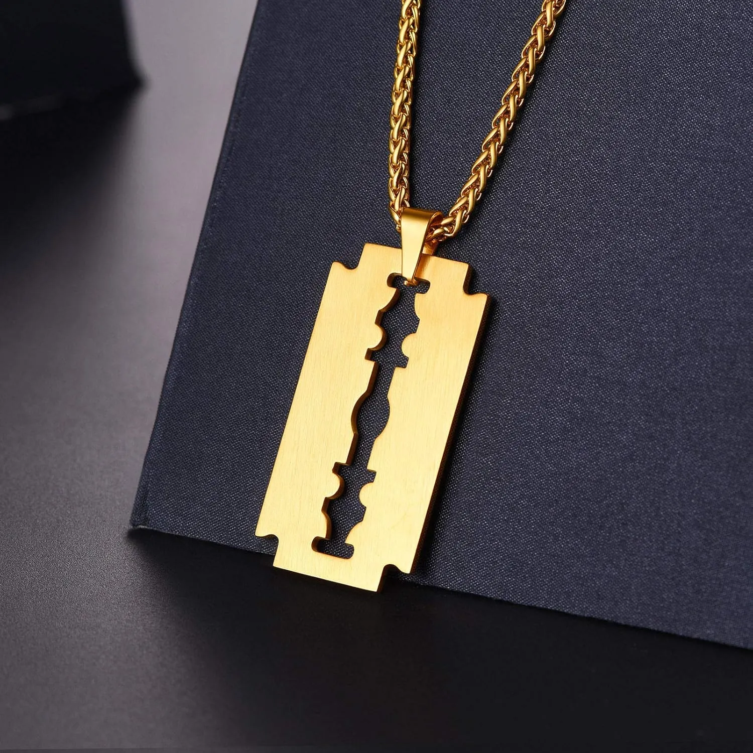 PROSTEEL Mens Stainless Steel Razor Blade Model Dog Tag Pendant Hip Hop Necklace, Punk Rock Jewelry, 22inch-24inch Adjustable, Come with Box