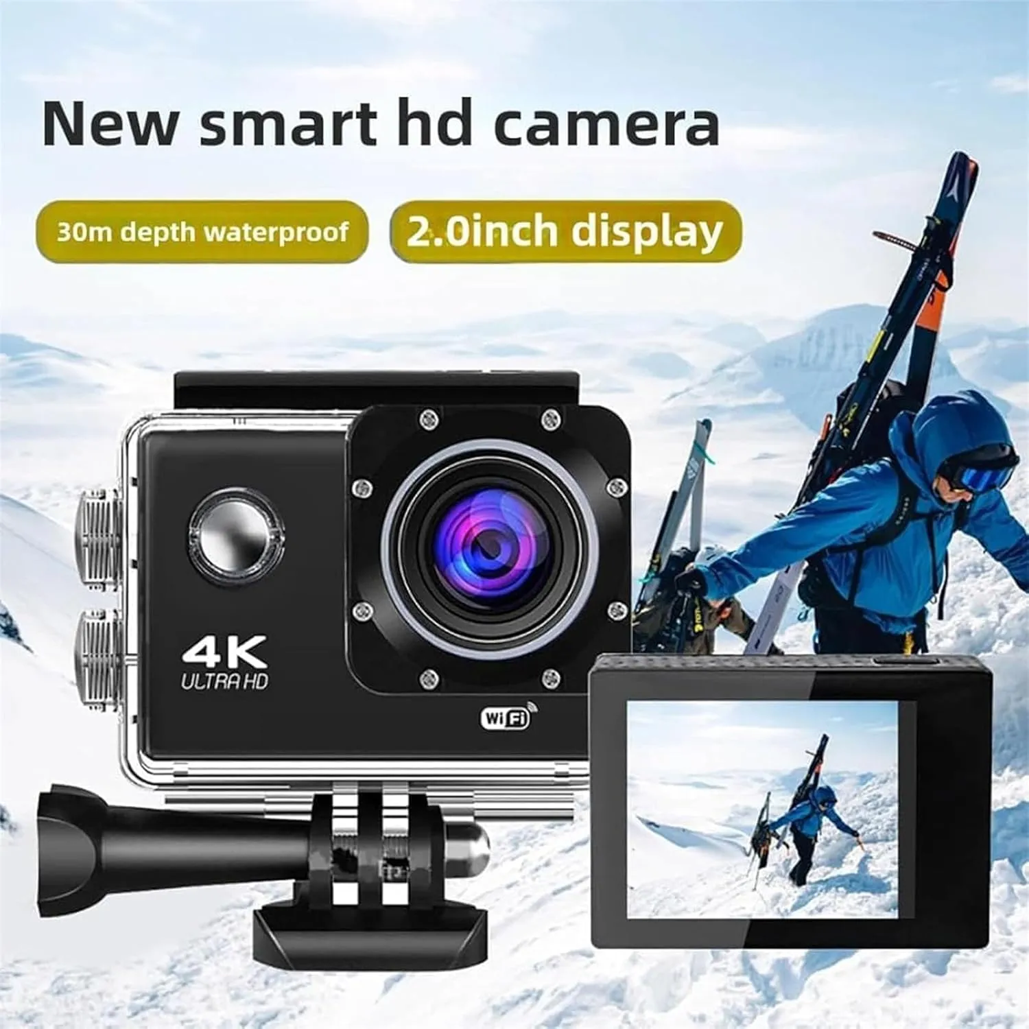 Roamix Vision  4k, Roamix Vision Camera, Roamixs Vision  4k Camera, HD Waterproof Outdoor Underwater Cameras, 4K WiFi Diving Sports Cameras,Record Every Moment of Life (Blue,64G)