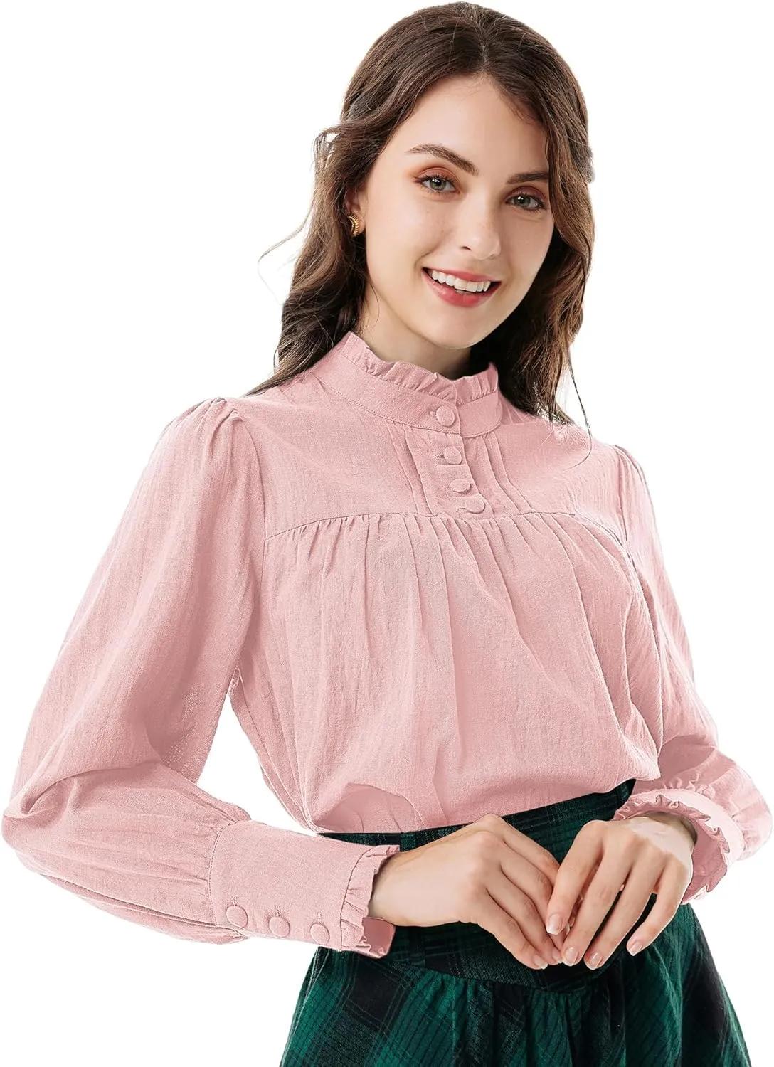 Scarlet Darkness Victorian Blouse for Women Cotton Long Sleeve Renaissance Shirt