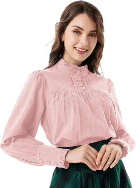 Scarlet Darkness Victorian Blouse for Women Cotton Long Sleeve Renaissance Shirt