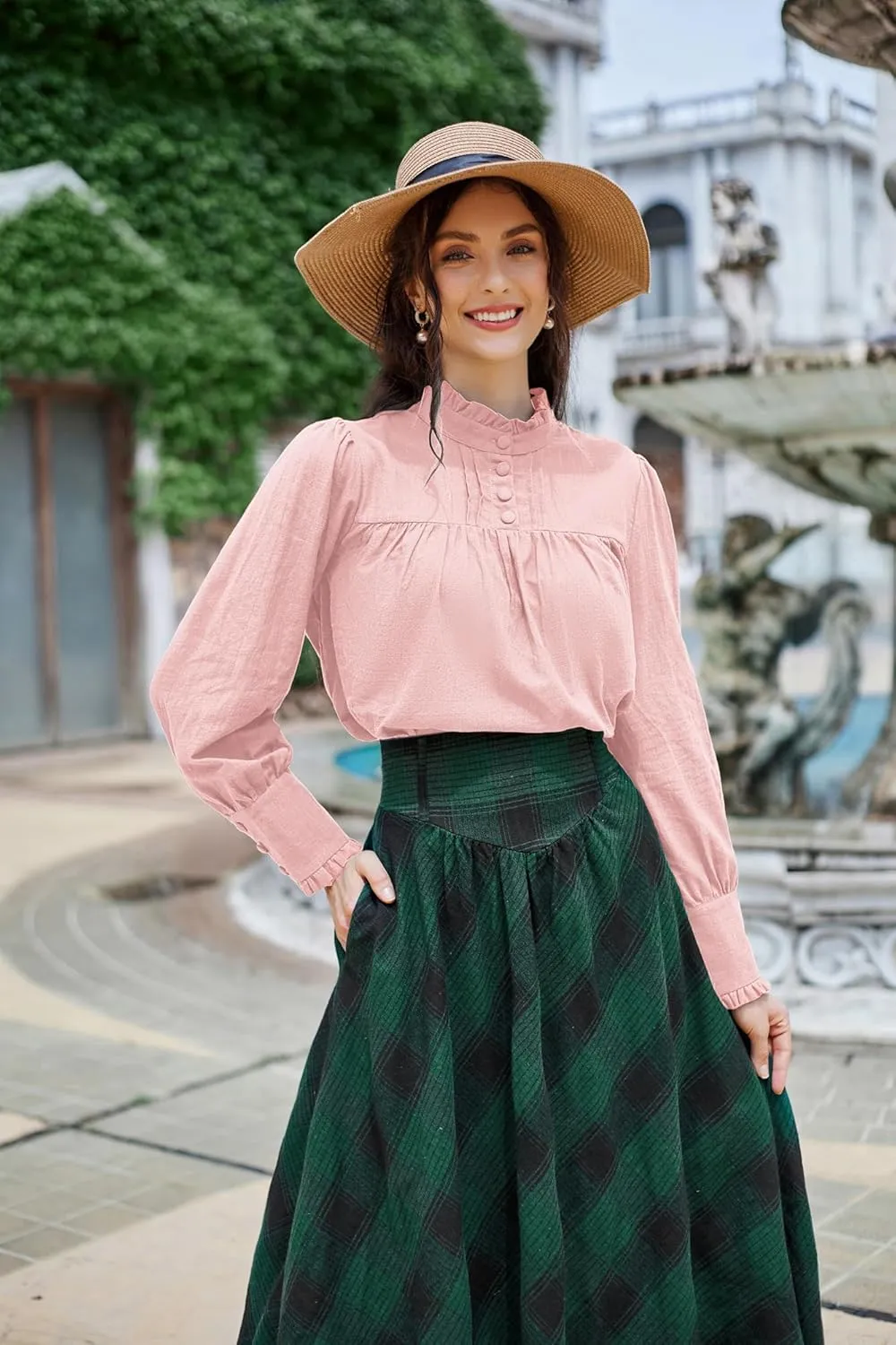 Scarlet Darkness Victorian Blouse for Women Cotton Long Sleeve Renaissance Shirt