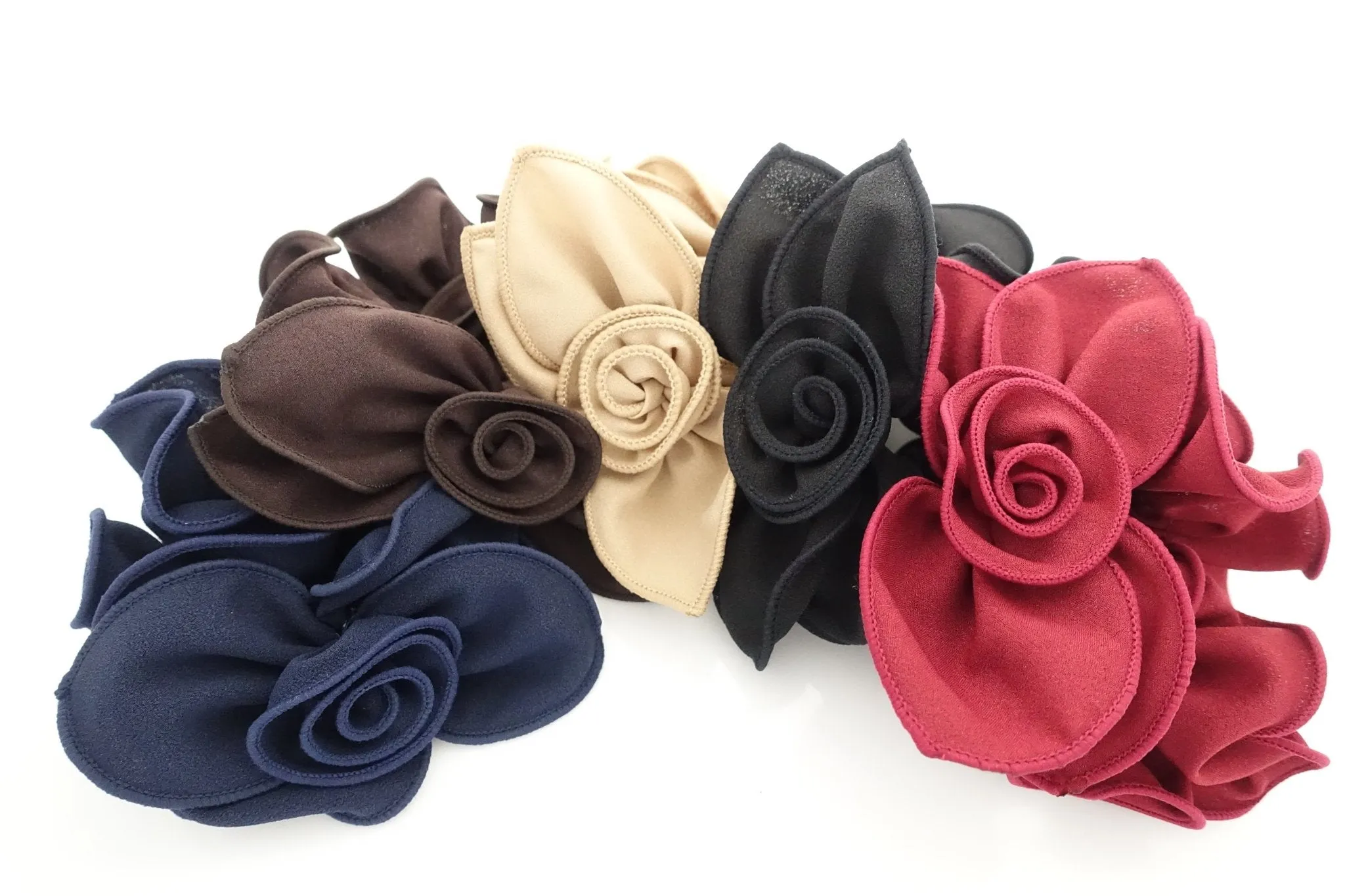 side flower bow decorated ruffle scrunchies women hair accessories