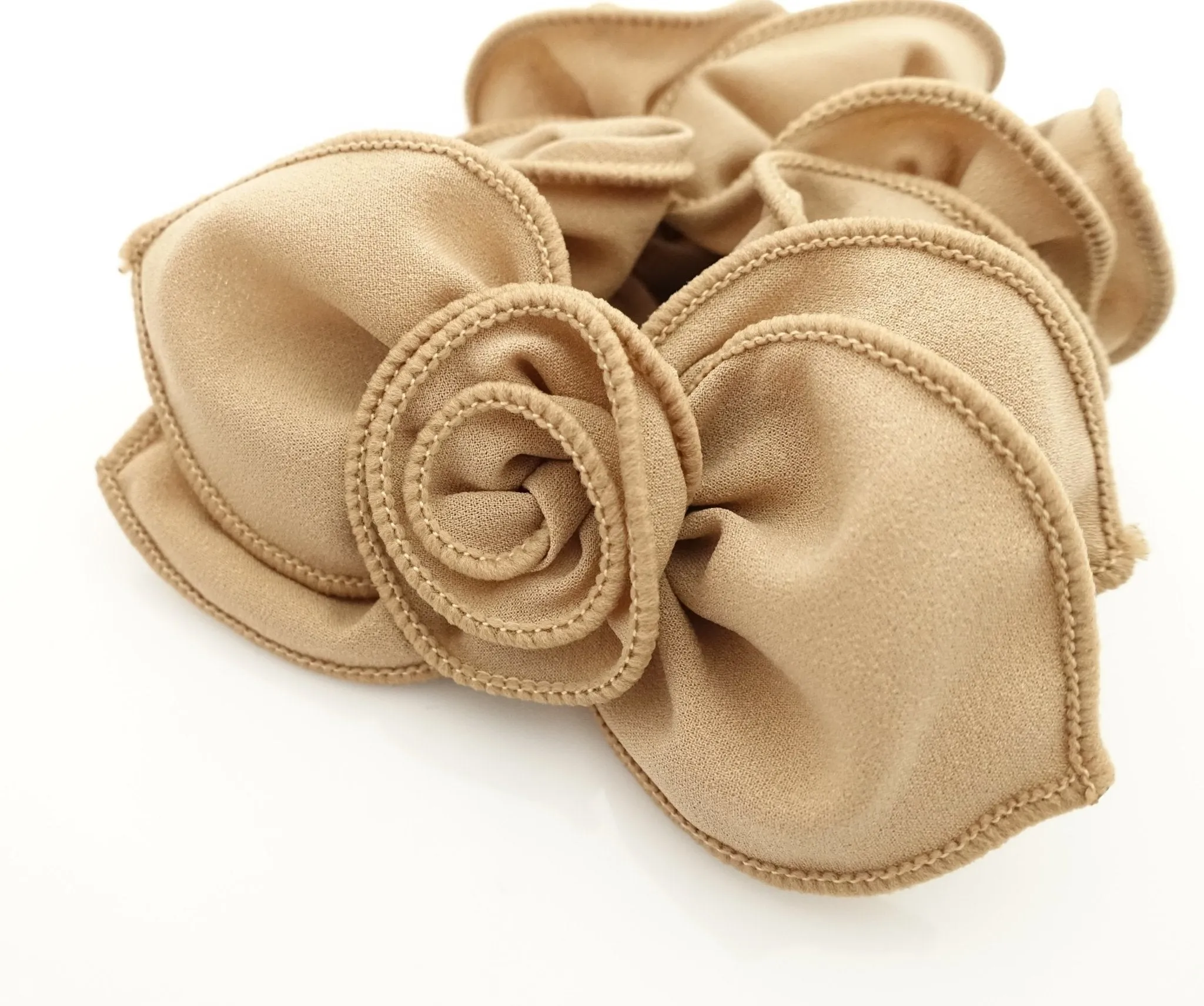 side flower bow decorated ruffle scrunchies women hair accessories