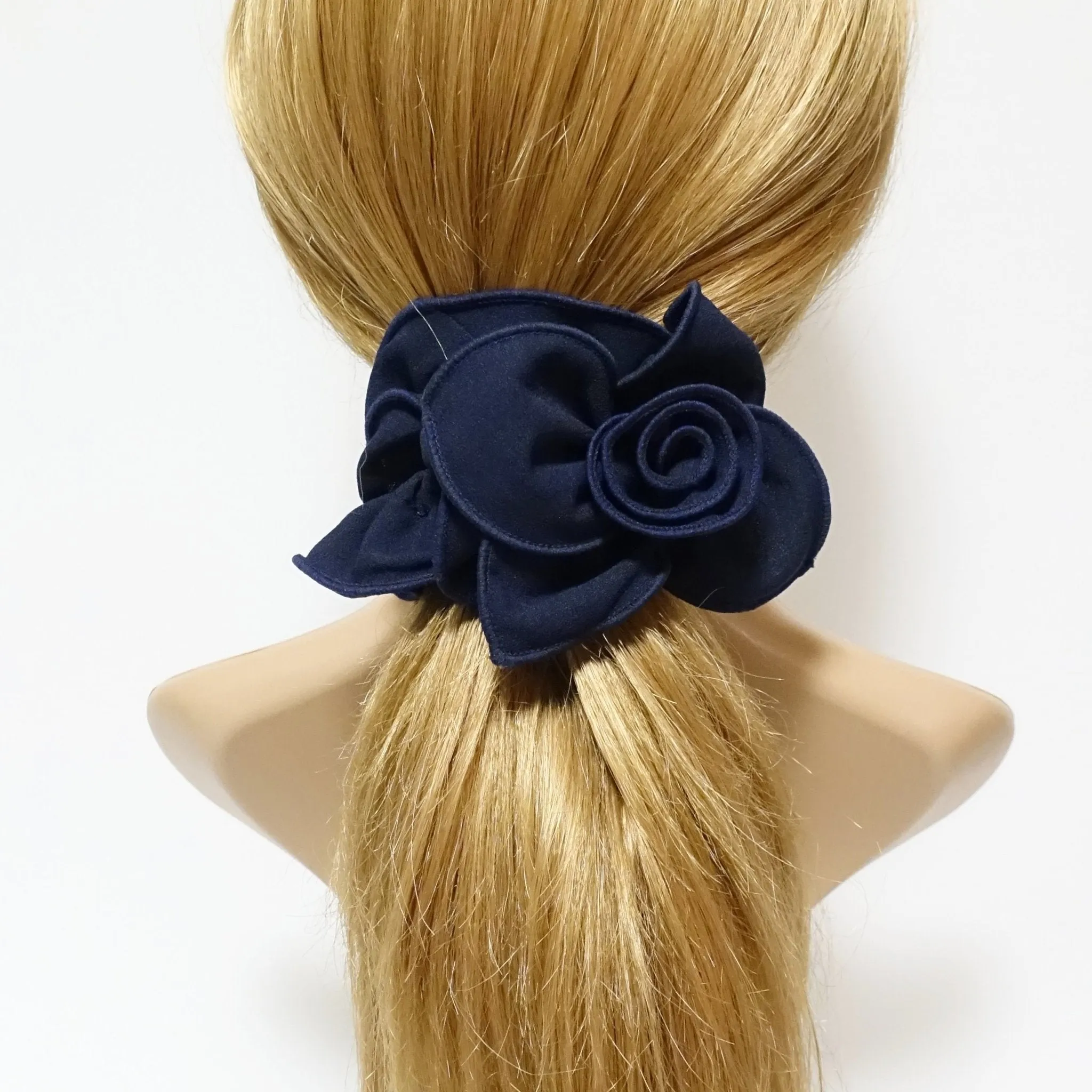 side flower bow decorated ruffle scrunchies women hair accessories