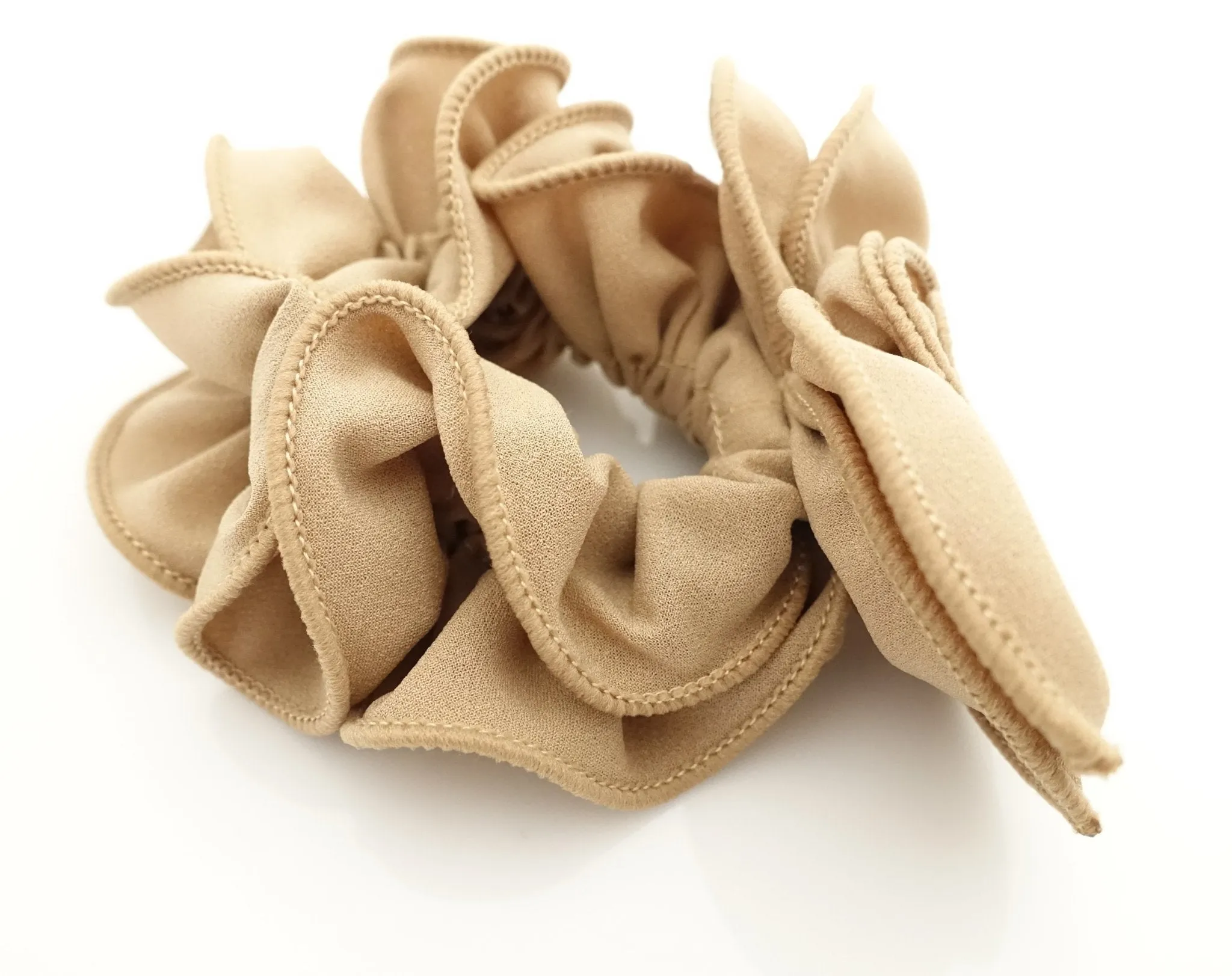 side flower bow decorated ruffle scrunchies women hair accessories