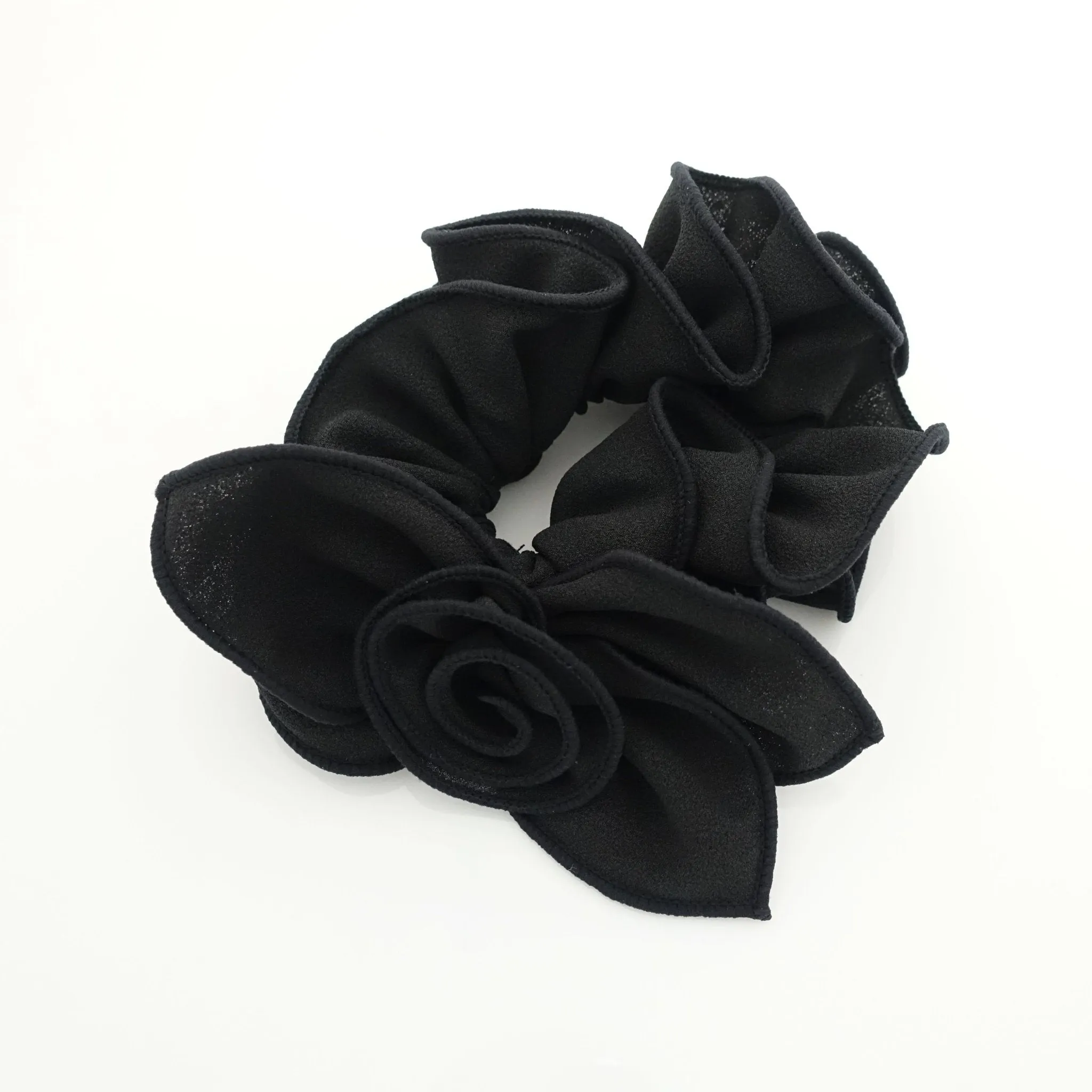 side flower bow decorated ruffle scrunchies women hair accessories