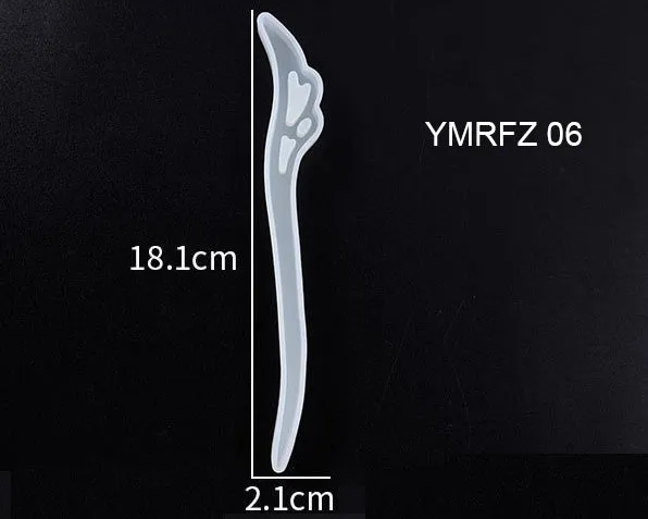 Silicone Hairpin Mould Clear Hairpin Hair Stick Mould DIY Epoxy Resin Mould Jewelry Casting Mouldfor Resin Hair Pin Making DIY Craft Supplies - 02