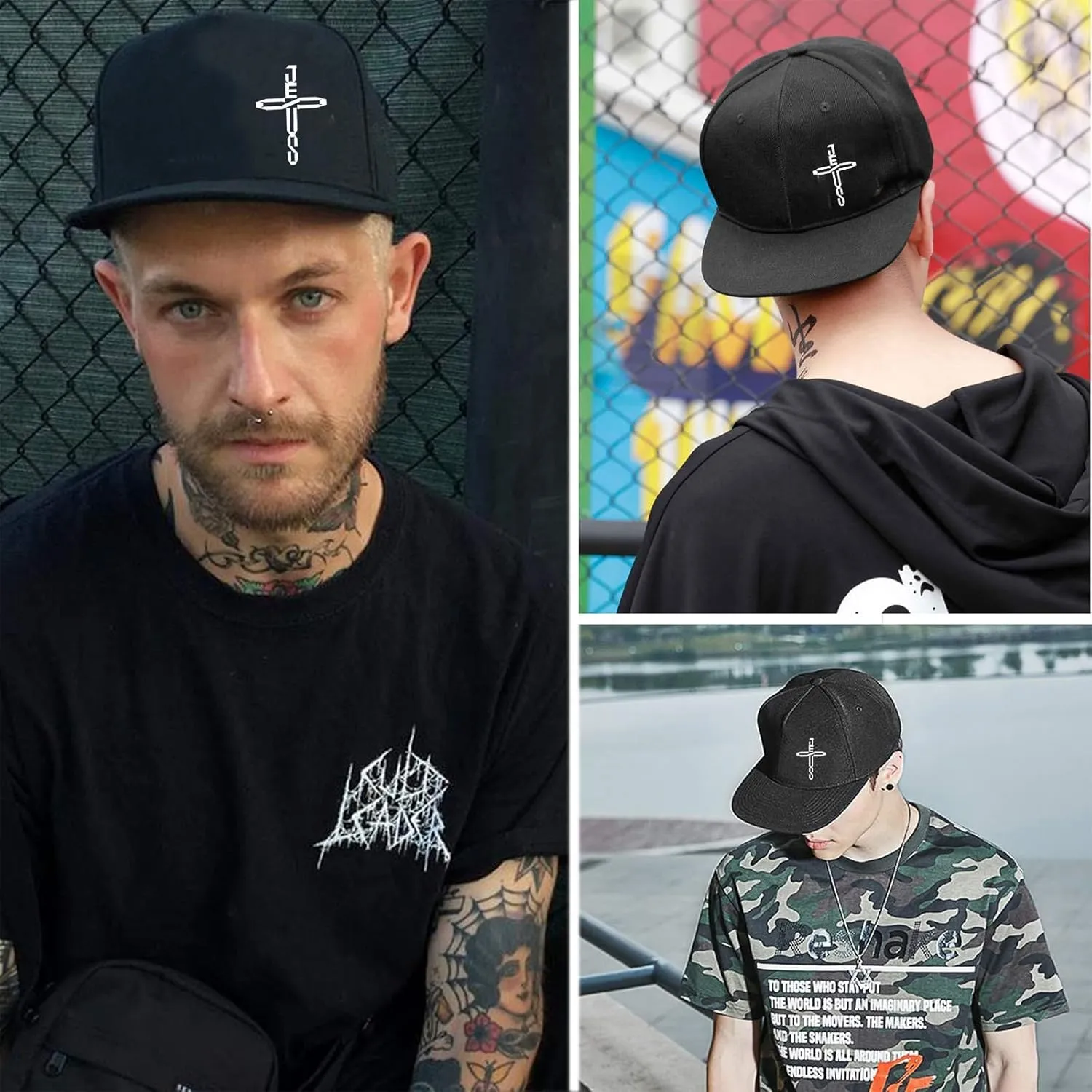 Snapback Flat Bill Fitted Hats for Men - Skateboard Accessories