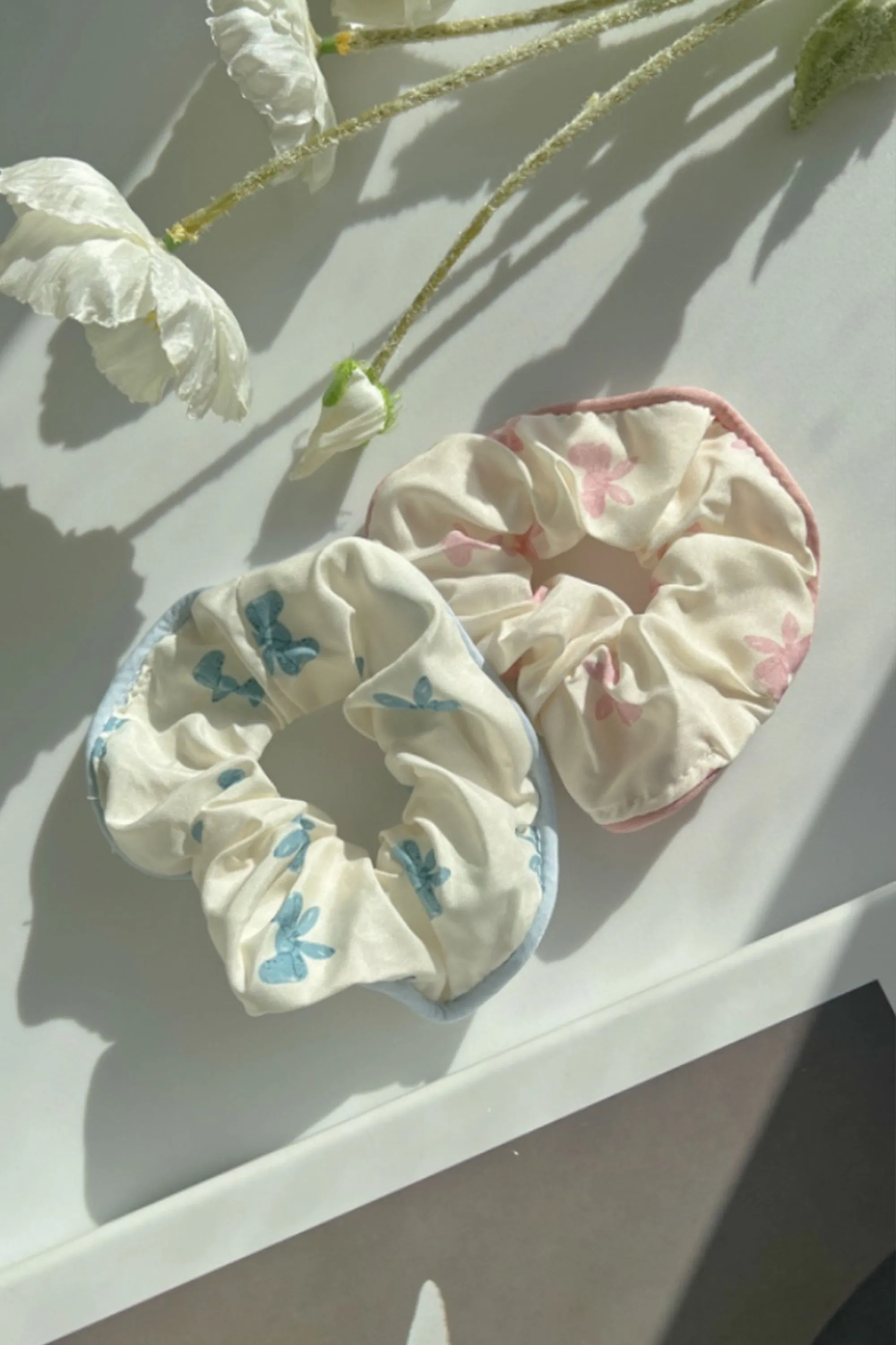 Soft Large Size Printed Ribbon Edge Piping Scunrch Hair Tie
