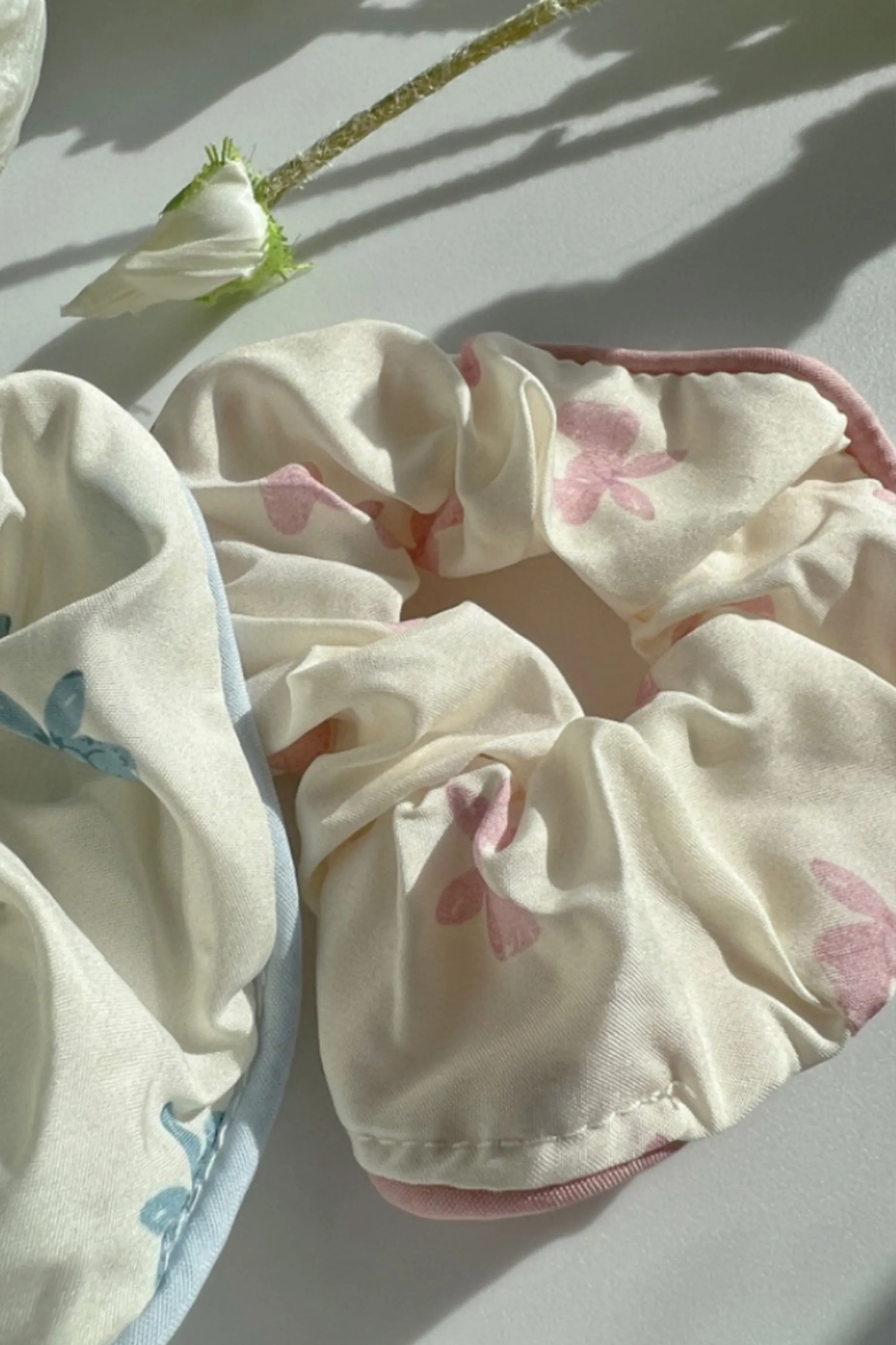 Soft Large Size Printed Ribbon Edge Piping Scunrch Hair Tie