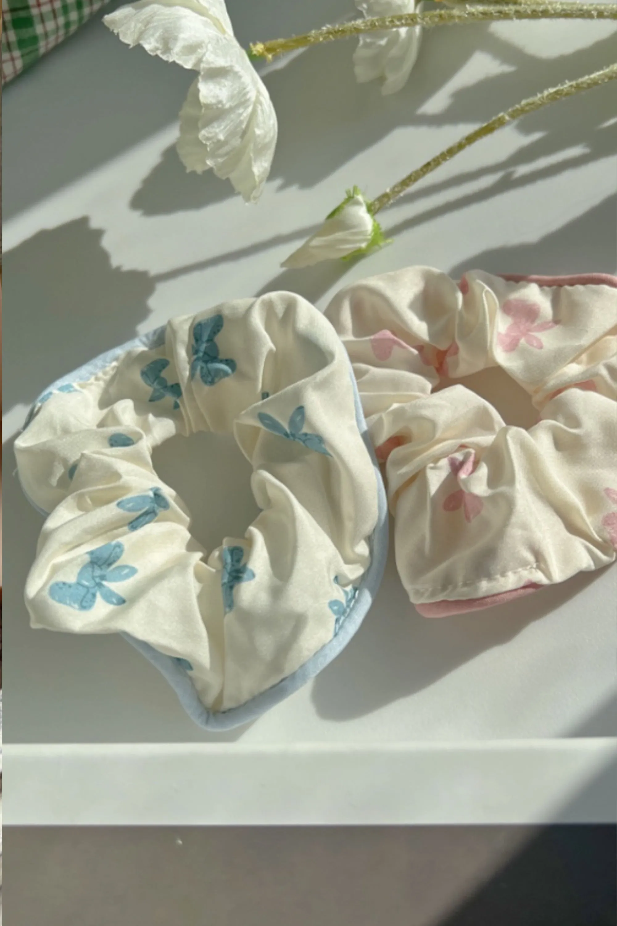 Soft Large Size Printed Ribbon Edge Piping Scunrch Hair Tie