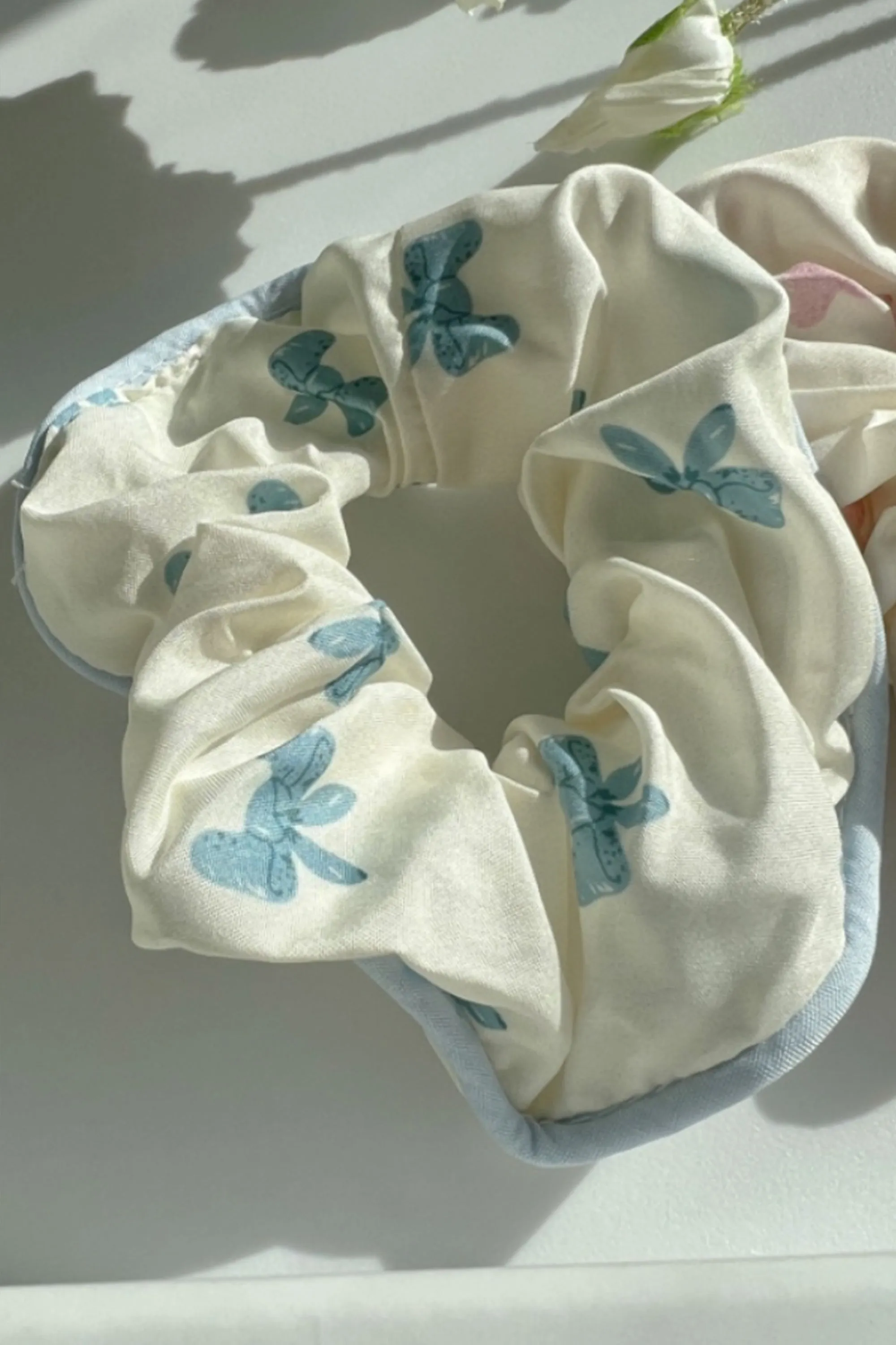 Soft Large Size Printed Ribbon Edge Piping Scunrch Hair Tie