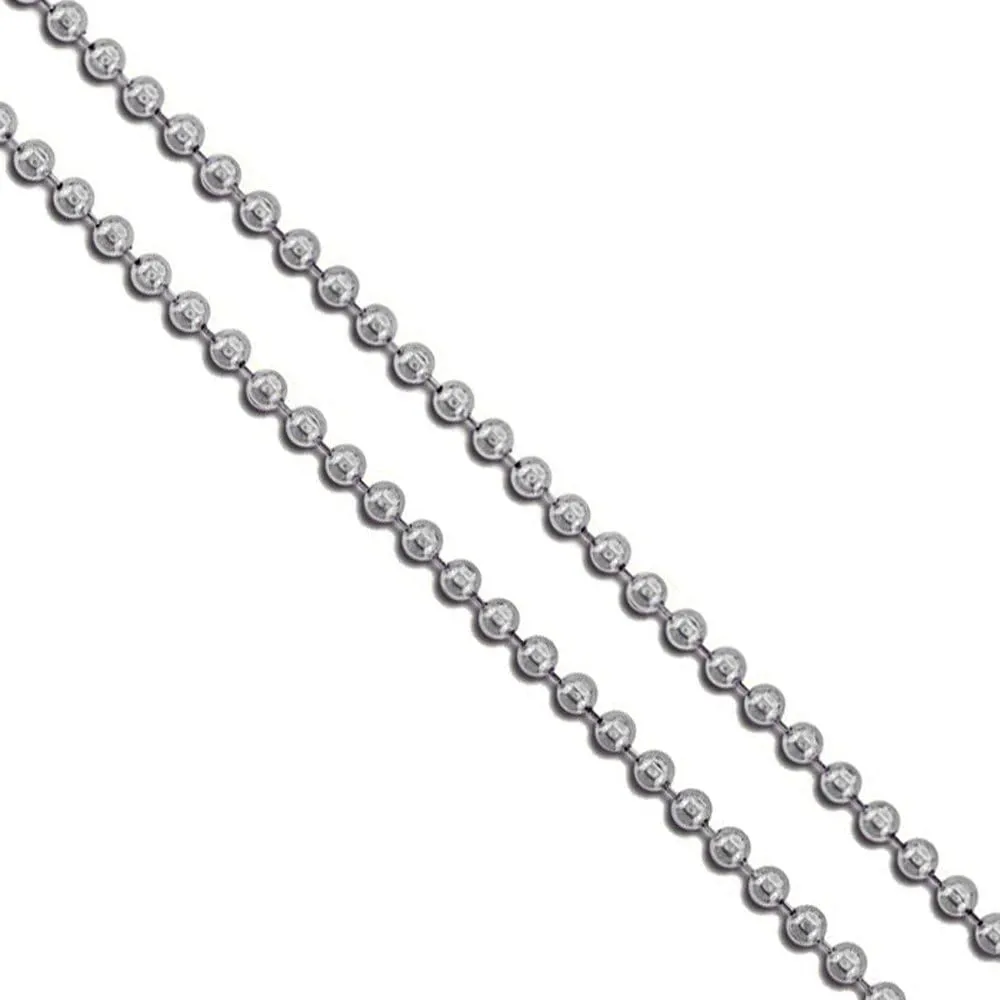 Stainless Steel Military Ball Bead Chain 2mm 3mm 4mm 6mm Dog Tag Link Pallini Necklace