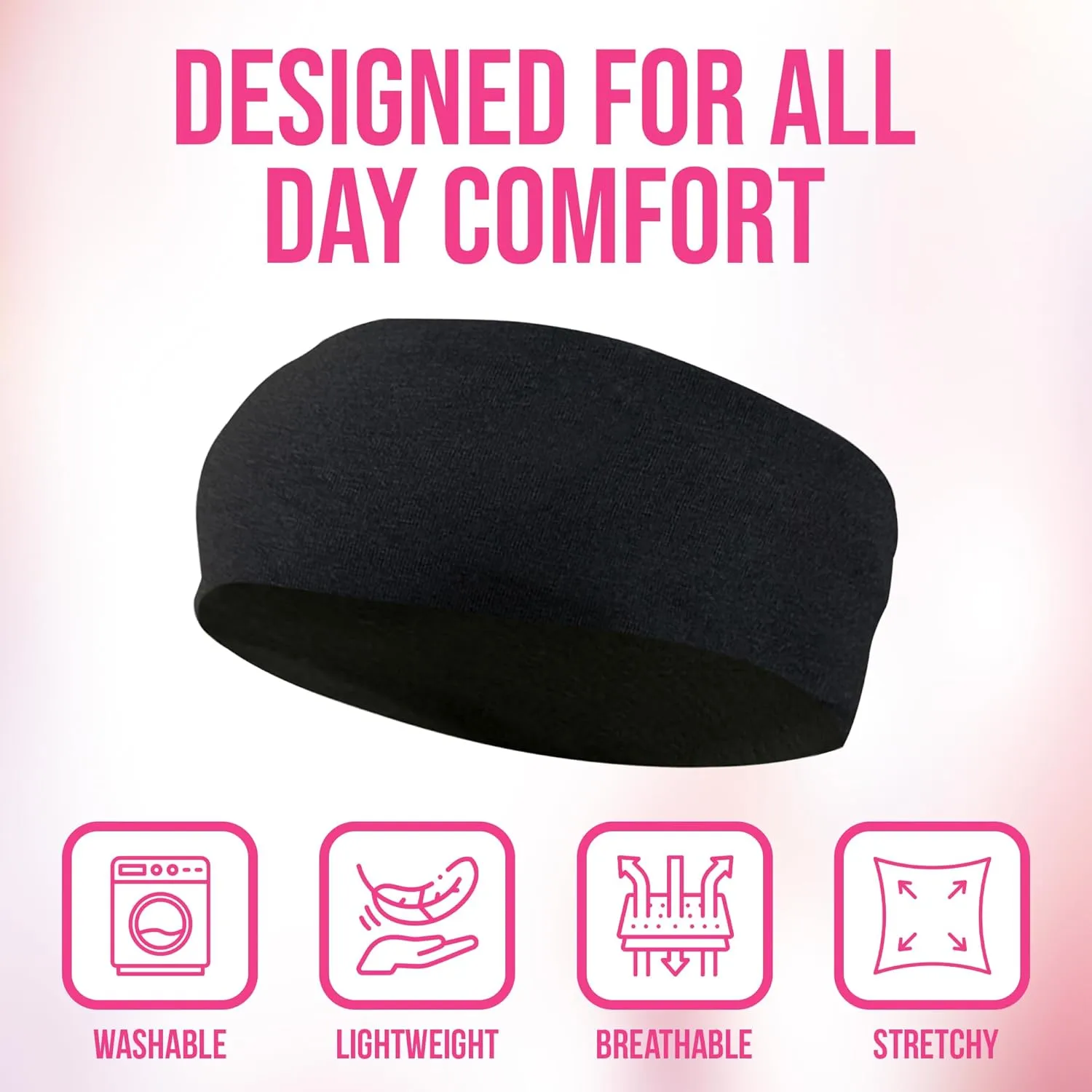 Styla Hair Headbands for Women Stretch Fashion Head Bands 10 Pack Non-Slip Head Wraps Great for Spa, Sports, Yoga, Pilates, Running, Gym Headband, Workouts (Dark)