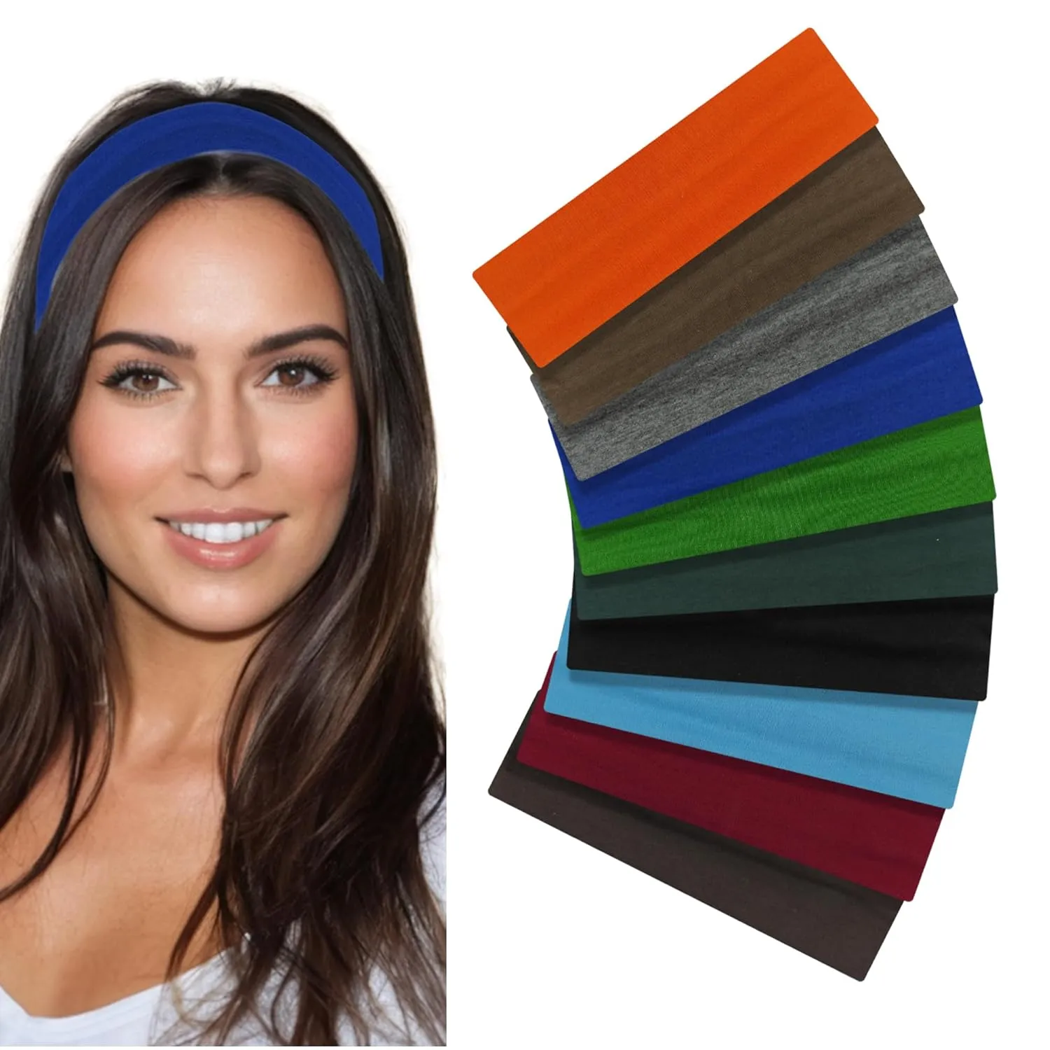 Styla Hair Headbands for Women Stretch Fashion Head Bands 10 Pack Non-Slip Head Wraps Great for Spa, Sports, Yoga, Pilates, Running, Gym Headband, Workouts (Dark)
