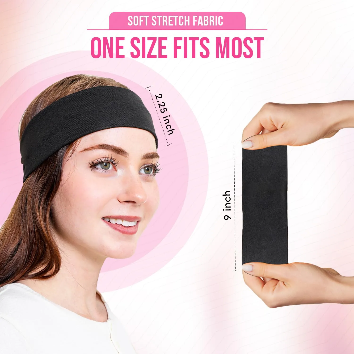 Styla Hair Headbands for Women Stretch Fashion Head Bands 10 Pack Non-Slip Head Wraps Great for Spa, Sports, Yoga, Pilates, Running, Gym Headband, Workouts (Dark)