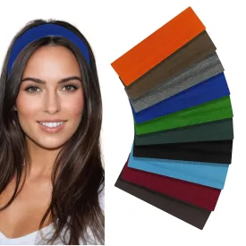 Styla Hair Headbands for Women Stretch Fashion Head Bands 10 Pack Non-Slip Head Wraps Great for Spa, Sports, Yoga, Pilates, Running, Gym Headband, Workouts (Dark)