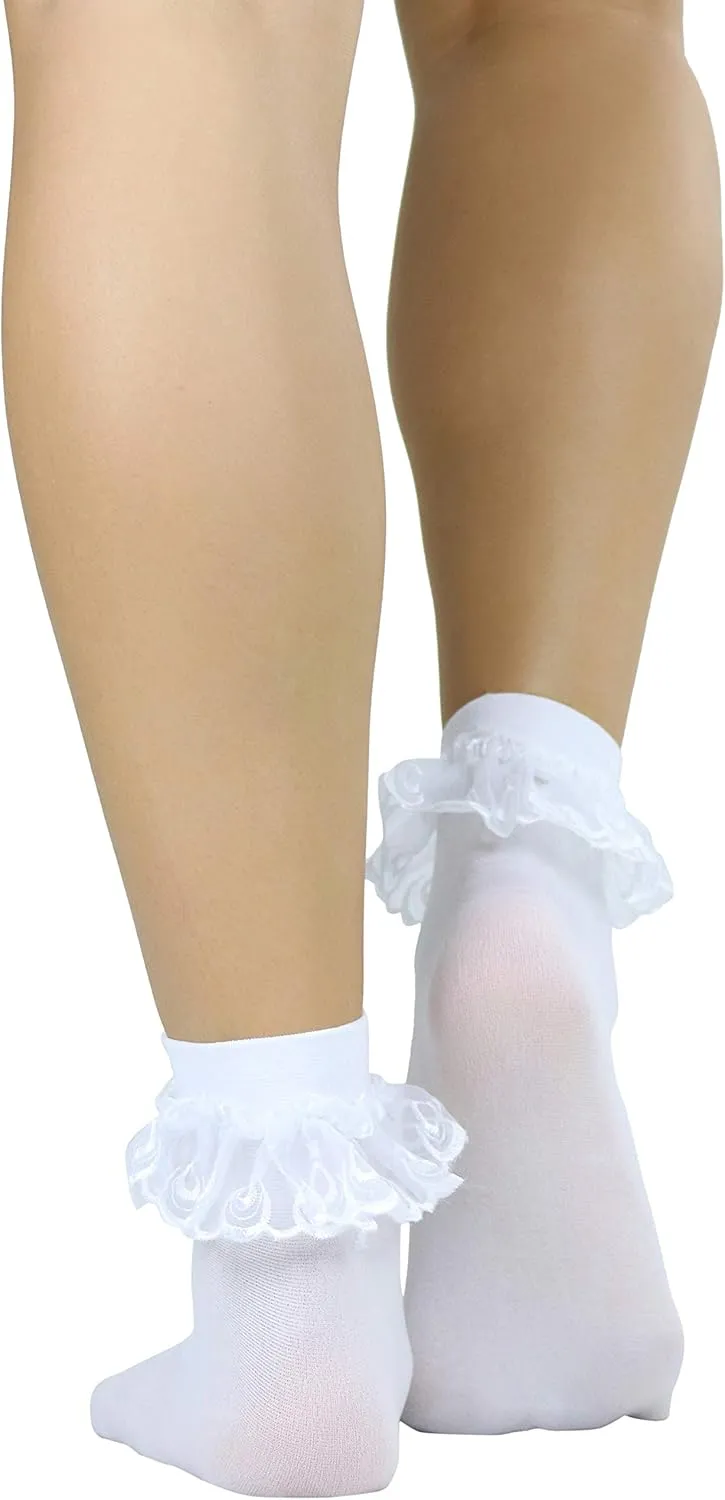 ToBeInStyle Women's Lace Ruffle Anklet Socks