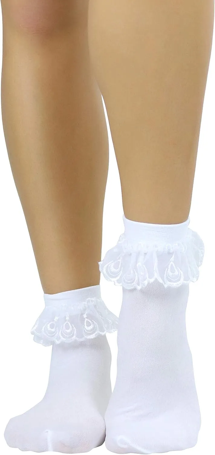 ToBeInStyle Women's Lace Ruffle Anklet Socks