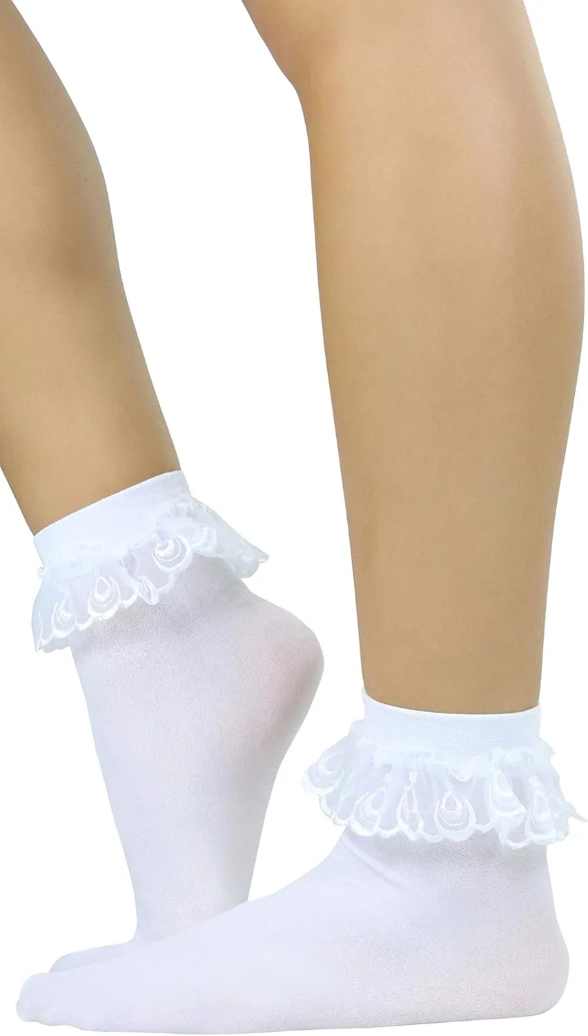 ToBeInStyle Women's Lace Ruffle Anklet Socks