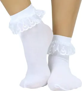 ToBeInStyle Women's Lace Ruffle Anklet Socks