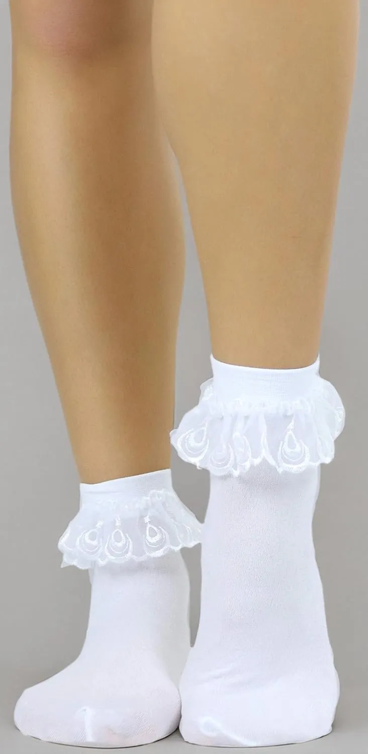 ToBeInStyle Women's Lace Ruffle Anklet Socks