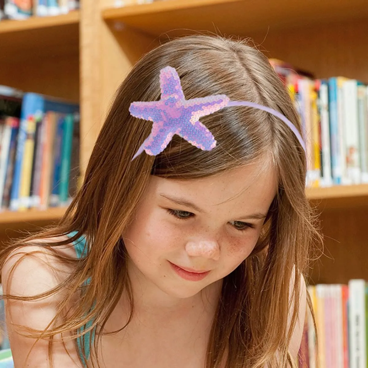 Totelux Starfish Headband Sequins Star Hair Band for Women Girls Hair Accessories Birthday Wedding Party Supplies (Light Purple)