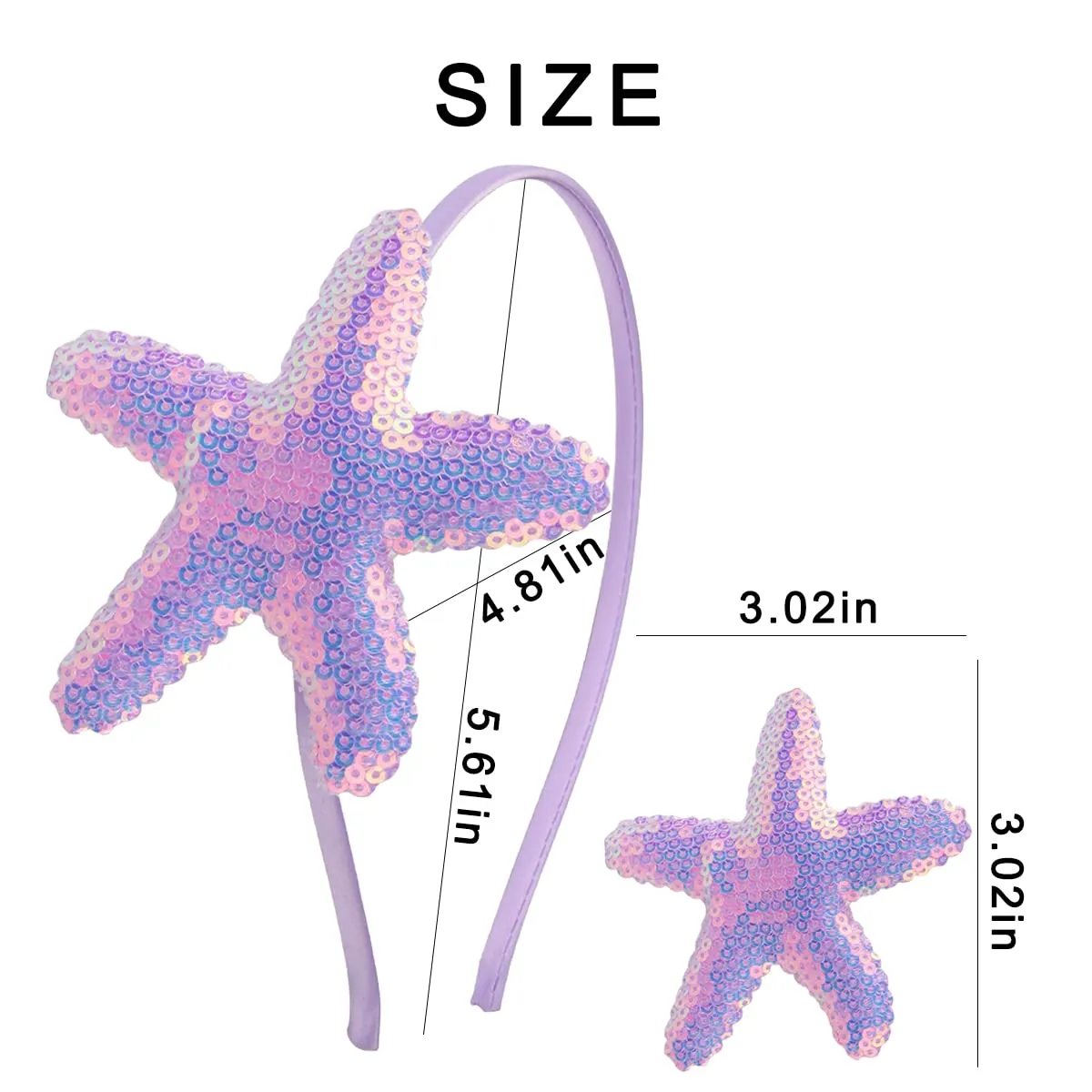 Totelux Starfish Headband Sequins Star Hair Band for Women Girls Hair Accessories Birthday Wedding Party Supplies (Light Purple)